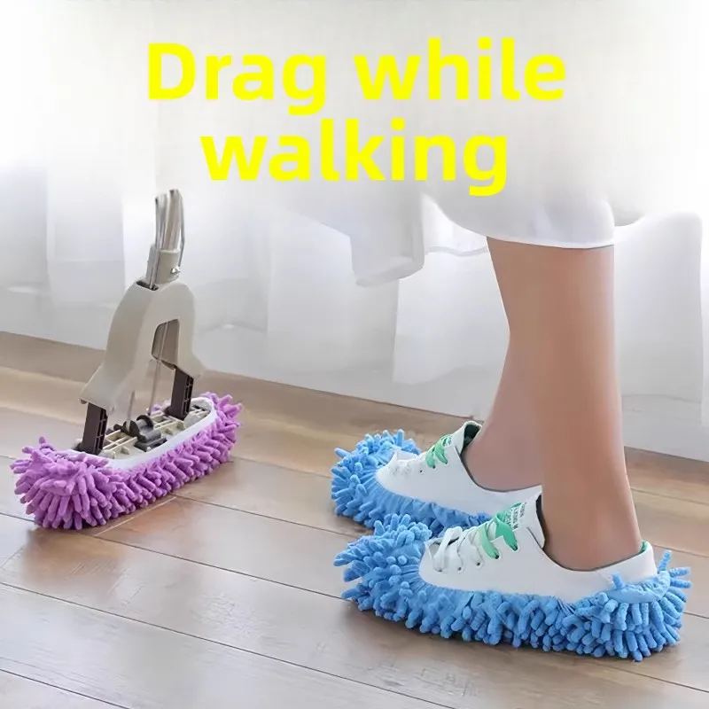 

5Pair Dust Cleaner Grazing Slippers House Bathroom Floor Cleaning Mop Slipper Lazy Shoes Cover Chenille Duster Cloth