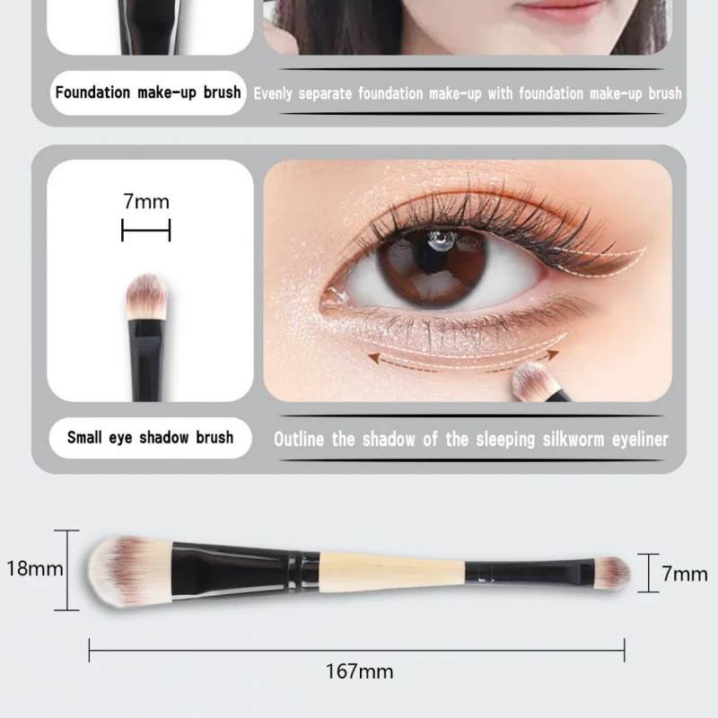 Lidschatten- und Foundation-Pinsel mit doppeltem Verwendungszweck, einzelner Make-up-Pinsel, Faser, weiche Borsten, Nasenschatten, Foundation-Pinsel, Concealer