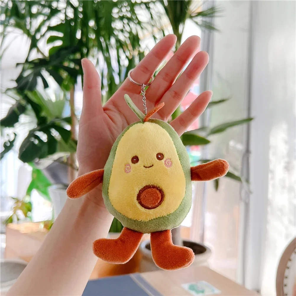 12cm Cute Cartoon Avocado Pendant Avocado Fruit Plush Toy Kawaii Stuffed Doll Plush Keychain Bag Pendant Birthday Gift for Kids