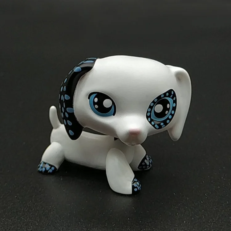 LPS Toys Rare Pet Shop Custom OOAK#406 LPS White Dachshund Dog Blue Dot Black Ear Figure