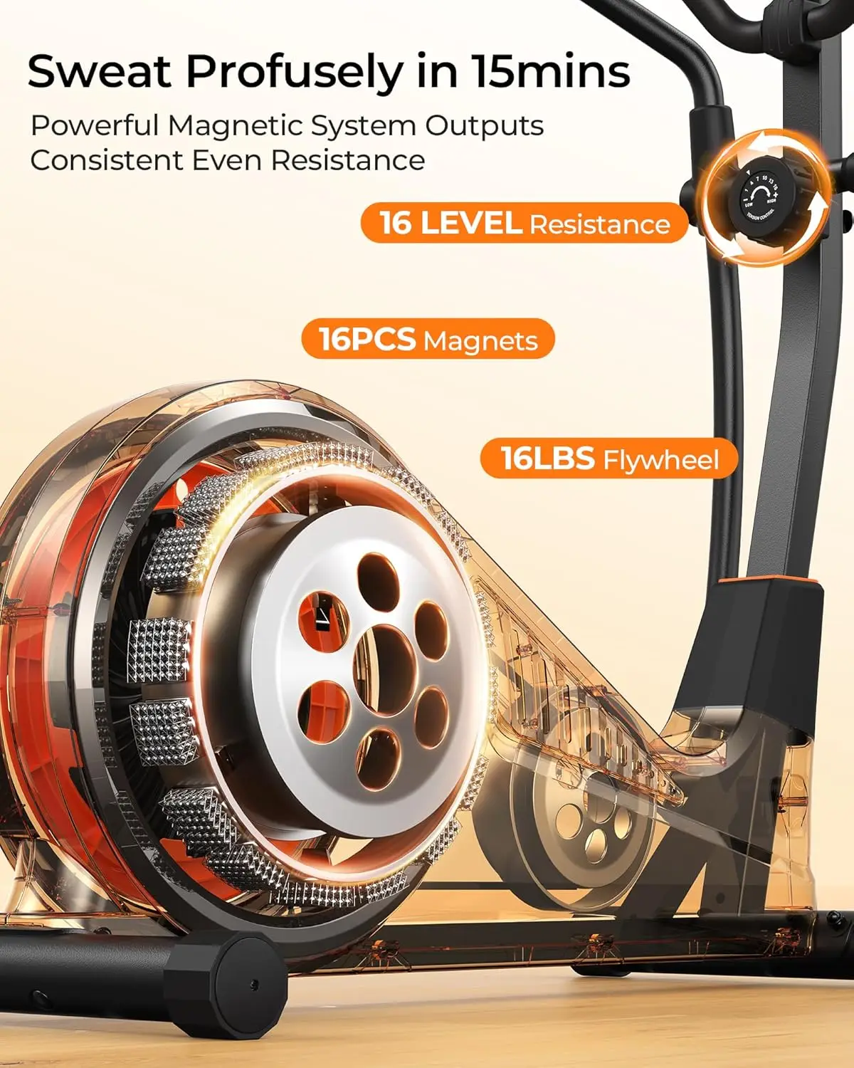 Elliptical Machine, Elliptical Exercise Machine for Home with Hyper-Quiet Magnetic Driving System, Elliptical Trainer