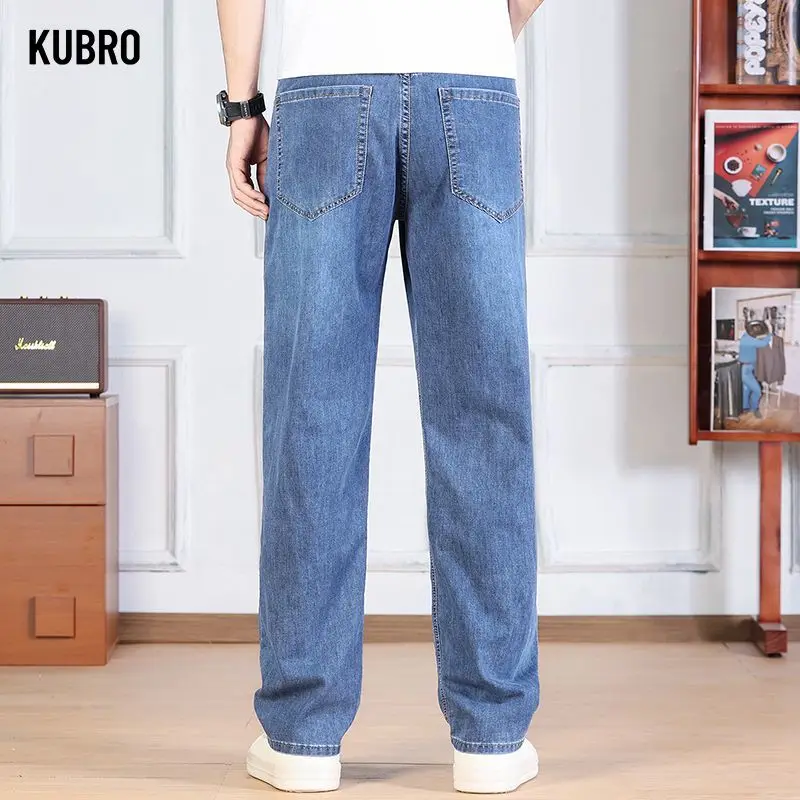 Лидер продаж, осенние и зимние трендовые модные свободные легкие и удобные деловые эластичные джинсовые прямые джинсы, мужская одежда