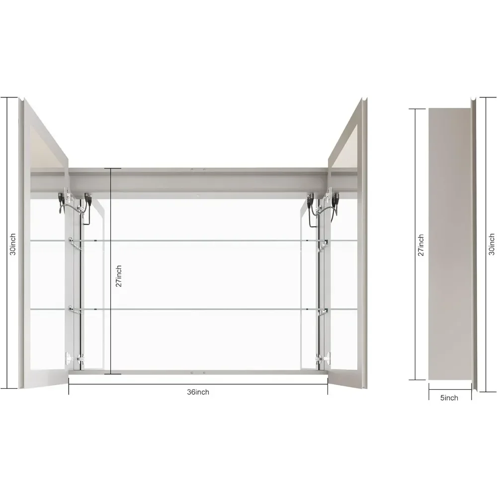 36 X 30 inch Bathroom Medicine Cabinet with LED Mirror, PIR Motion Sensor, Anti-Fog 3 Color Light