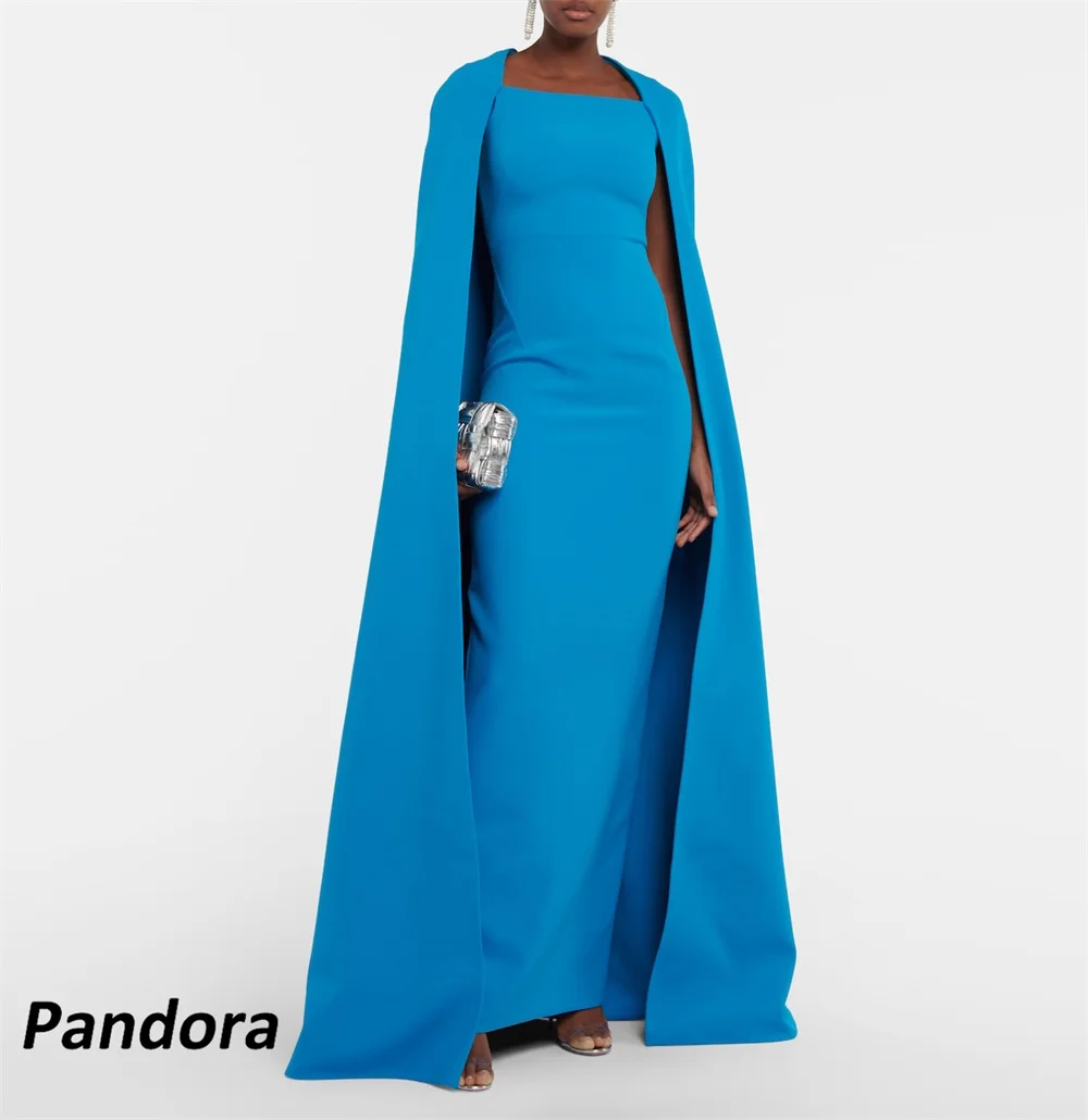 

Pandora Square Collar Dubai Prom Dress Cape Shawl Evening Dress With Floor Length Summer Women Wedding Party Formal Gowns 2024