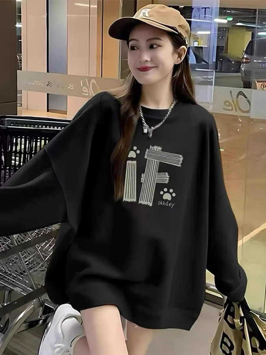 여성용 스웨트셔츠 스포츠웨어 여성 체육관 아우터 미국식 긴팔 루즈 학생 레저 핑크 미학 얇은 라운드넥 앞뒤