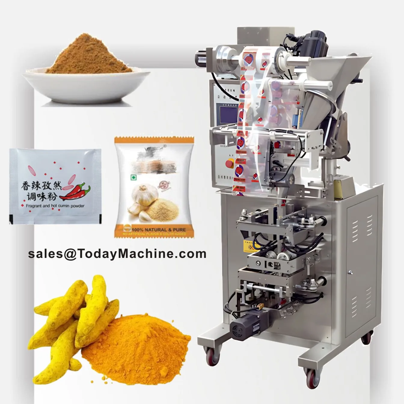 Automatic Powder Pouch Filling Packing Machine 4 Sides Seal Sachet for Food Plastic Bag Packaging