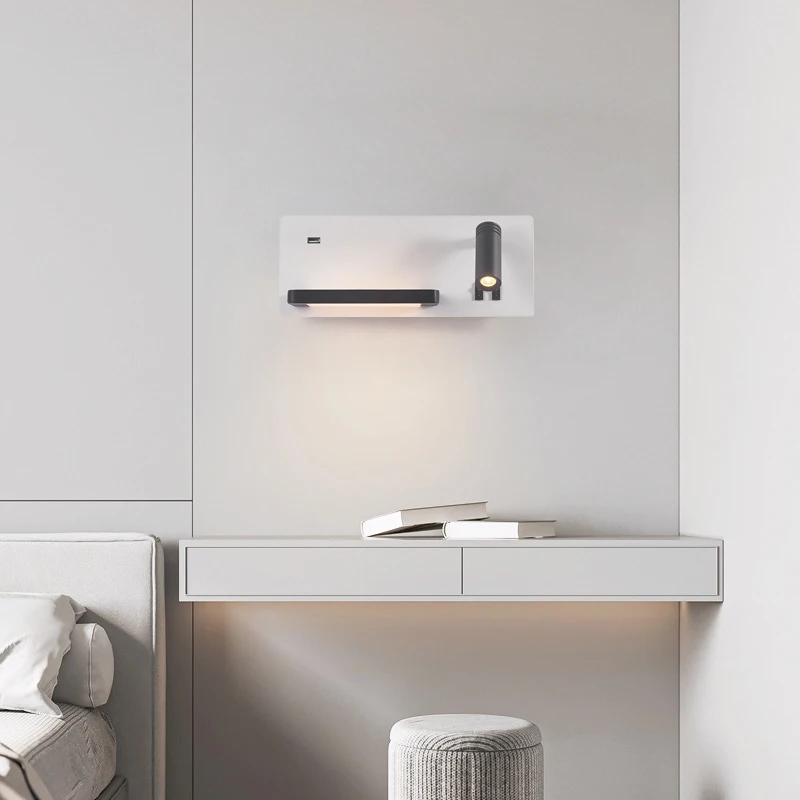 Modern LED Wall Lamps Bedroom Reading Creative USB Rechargeable Lighting Multi Functional Den Hotel Decorative Light Fixtures