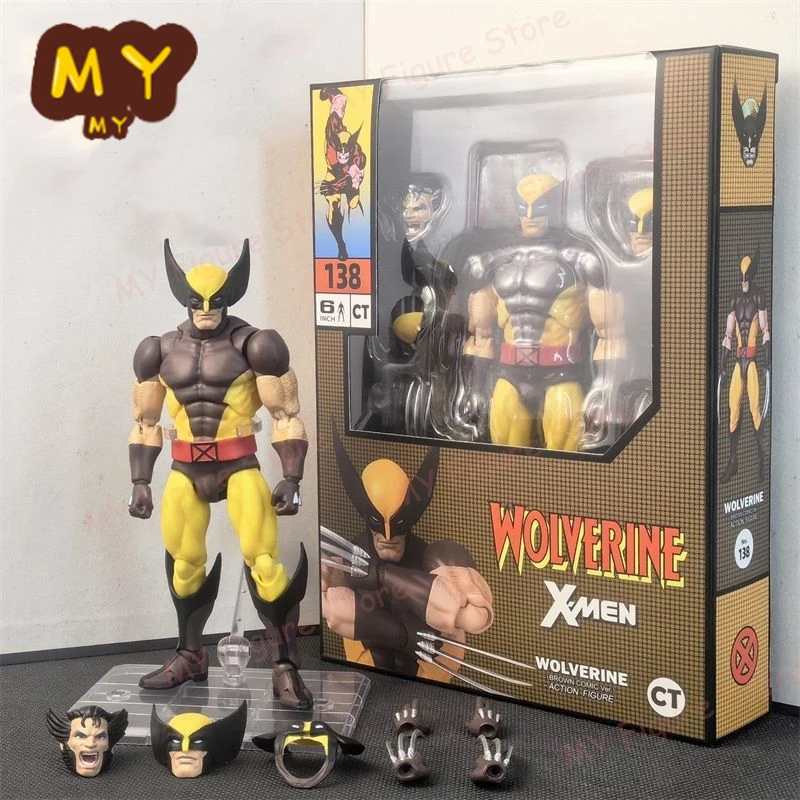 CT Toys Wolverine Mafex 138 Figure Brown Comic X-Men Action Figure Shf Wolverine Anime Figurine Ko Model Kid Toy Christmas Gift