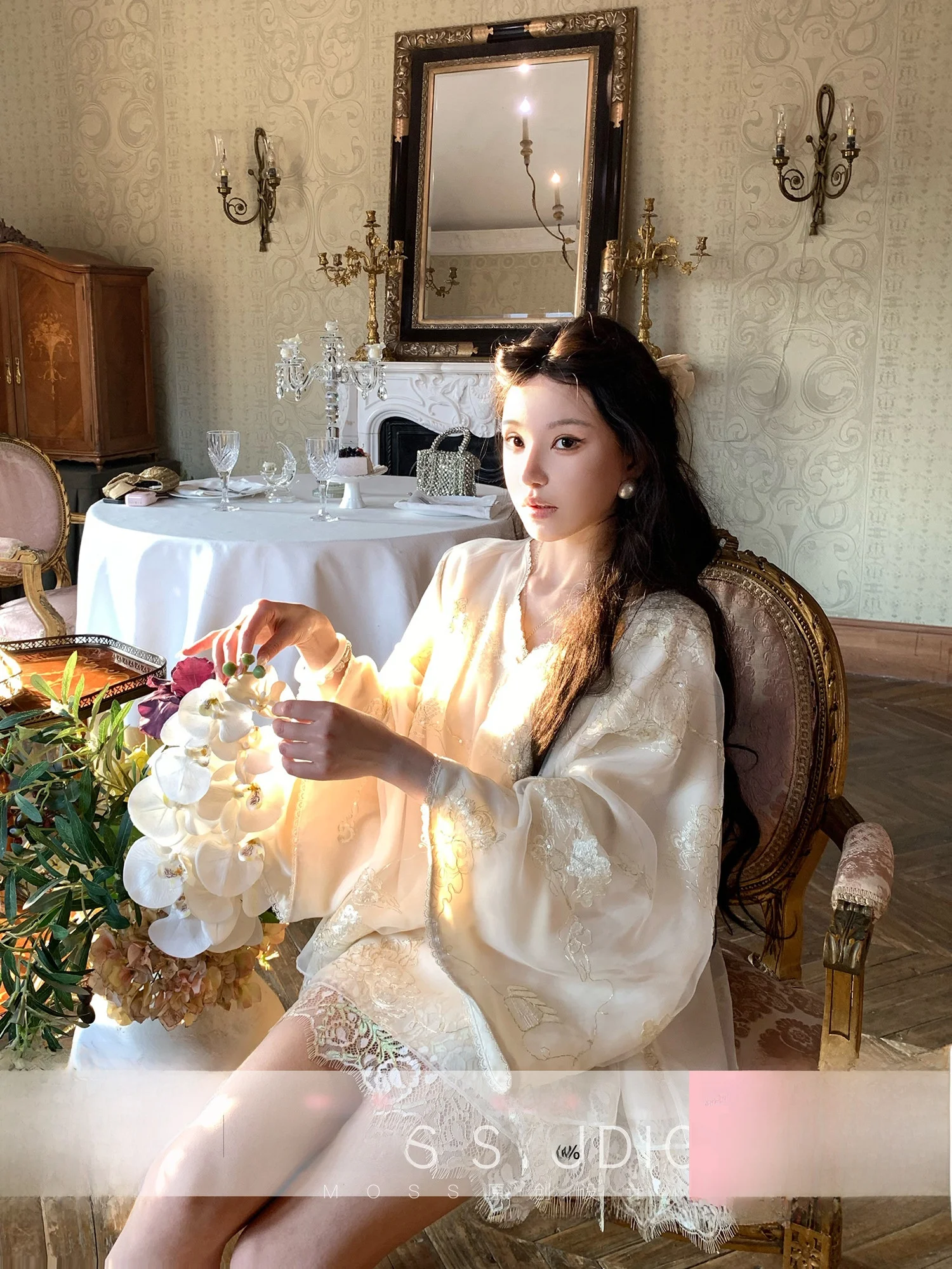 

Moss Studio New Chinese Sle Lace Embroidered Outerwear Sequin f Skirt Set Women's Faion Spring Collection