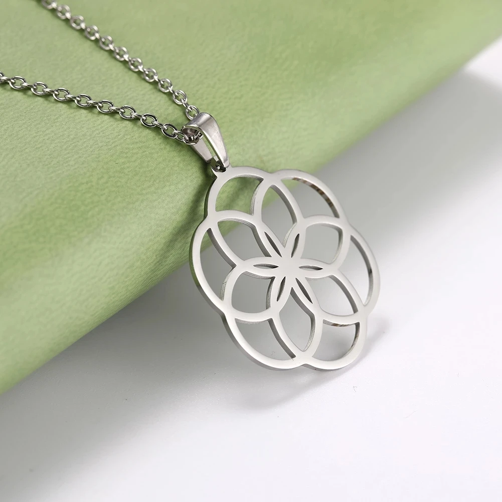 EUEAVAN 5pcs Flower of Life Charms Mandala Pendant Stainless Steel Charm Women Necklace Jewelry Making Accessories Wholesale