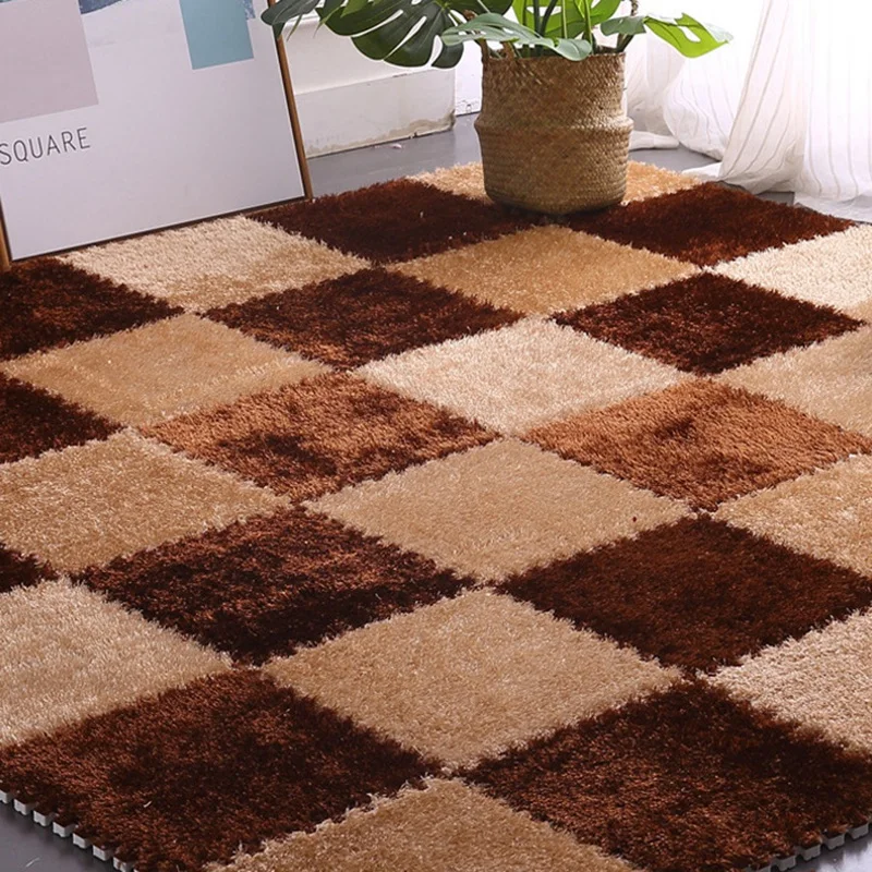 FBIL-4 Stuk Schuim Diy Puzzel Mat Lang Haar Villi Shaggy Tapijt Mat Pluche Zacht Gebied Tapijt Kinderen Baby Speelmat