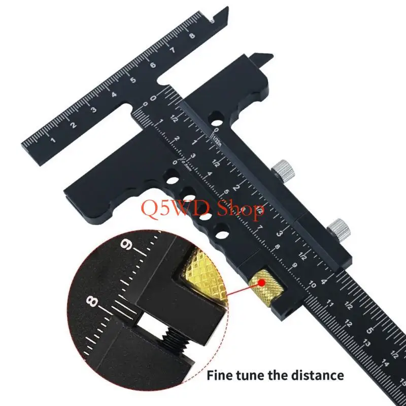 Q5WD Woodworking Fine Tuning Metric inch Aluminum alloy T Ruler Scribing Marking Gauge Measuring Tool
