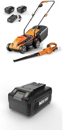 

Bundle of LawnMaster 24VMWBL 24V Max 13-inch Cordless Lawn Mower and Cordless Leaf Blower Combo with 2x4.0Ah Batteries and Charg