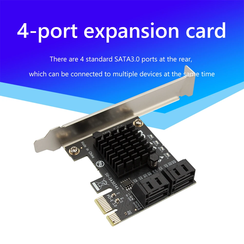 4 포트 SATA III-PCIe PCI Express 3.0 X1 6Gbps 확장 카드 어댑터 HDD 이미지 카드용 확장 케이블 어댑터 카드