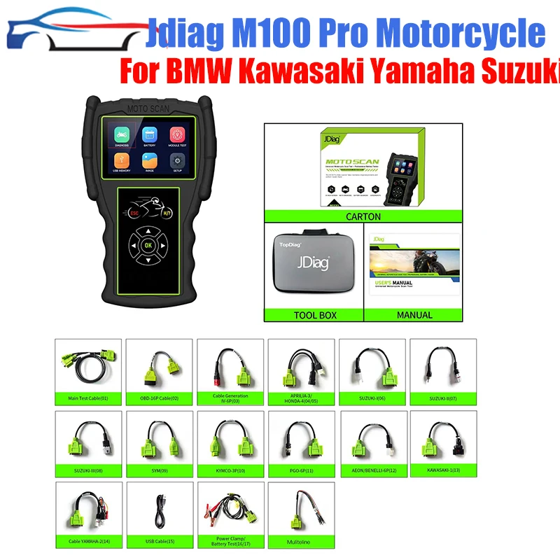 JDiag M100 Pro Motorcycle Diagnostic Tool OBD OBD2 Scanner Code Reader For BMW KTM Honda Kawasaki Yamaha Suzuki KTM D87/88