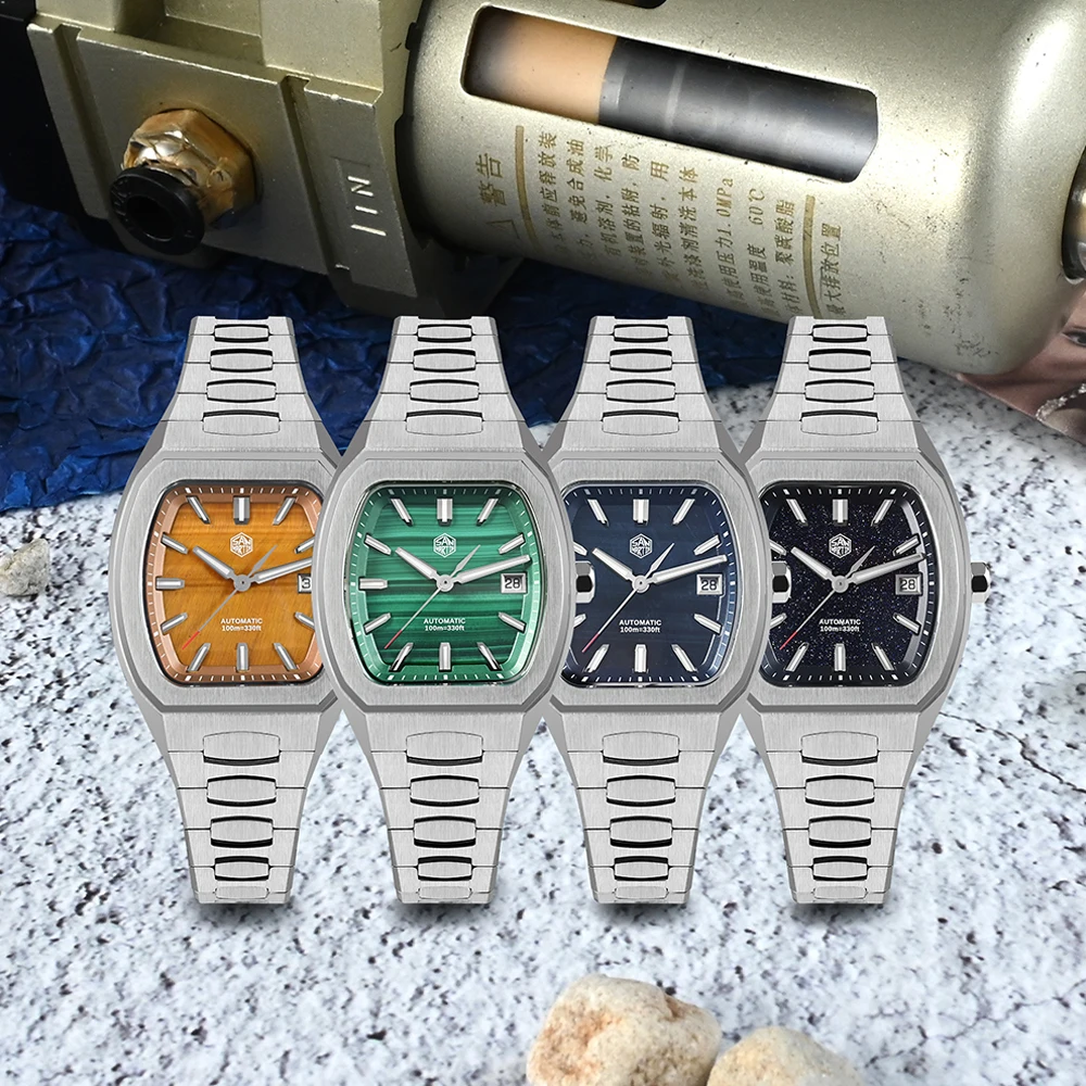 San Martin 39.5mm Tonneau Men Watch Luxury Business Automatic Mechanical Wristwatches Waterproof 10Bar BGW-X1 Luminous SN0145