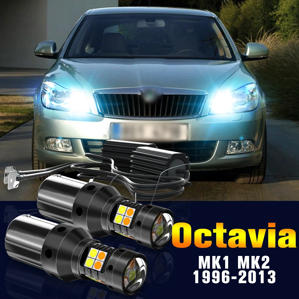 

2pcs LED Dual Mode Turn Signal+Daytime Running Light DRL Lamp For Skoda Octavia 1 2 MK1 MK2 1996-2013 2004 2005 2011 Accessories