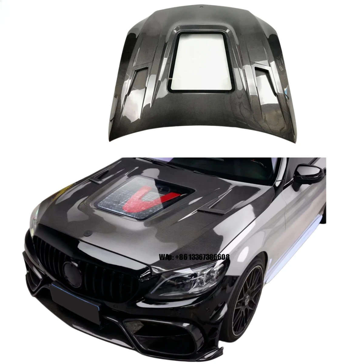 

High Quality New Carbon Fiber Bolt-On Engine Hood for C-Class W205t Includes Bolts