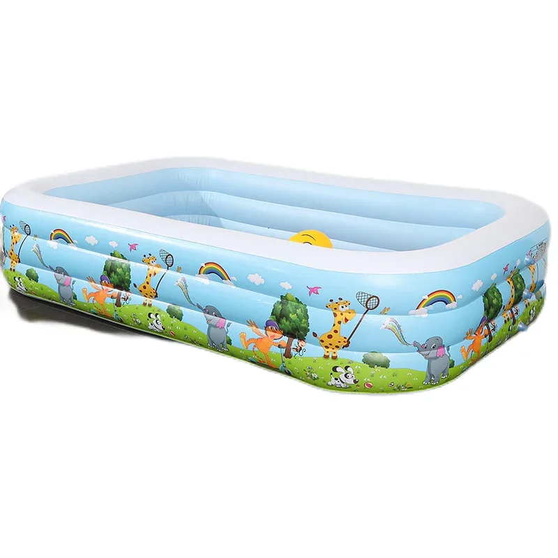 China Custom small large animal printing PVC portable 3 rings size 305*183*60cm Inflatable swimming pool for children and adults