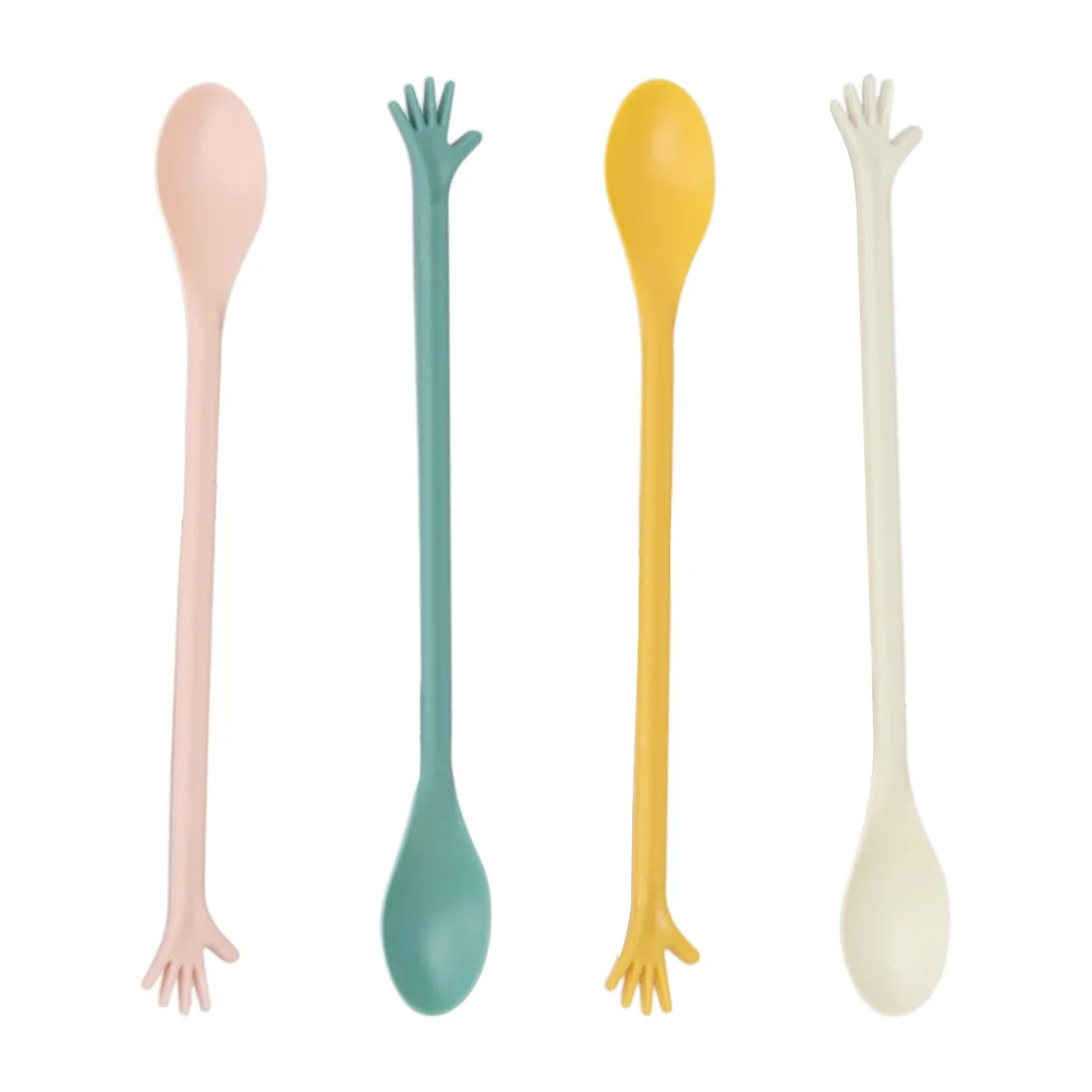 

4Pcs Coffee Spoons Plastic Dessert Spoons Smooth Comfortable Handle for Ice Cream Cake Watermelon Home Tableware Mixing Stirring