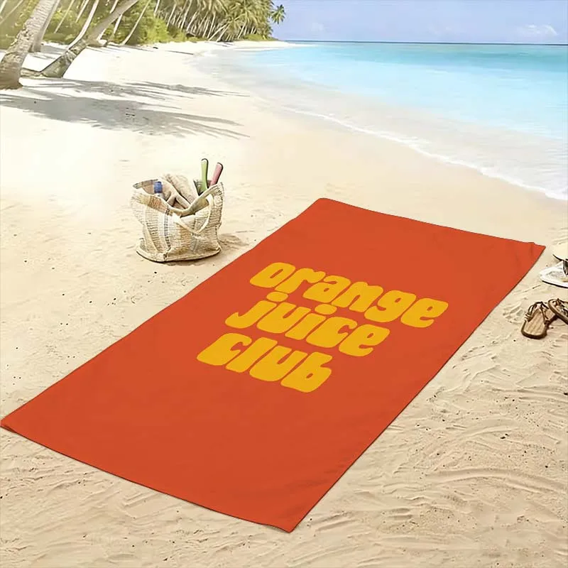 Beach Towel Orange Juice Club Theme Vacation Resort Pool Mat Quick Dry Tropical Summer Print Gift Idea