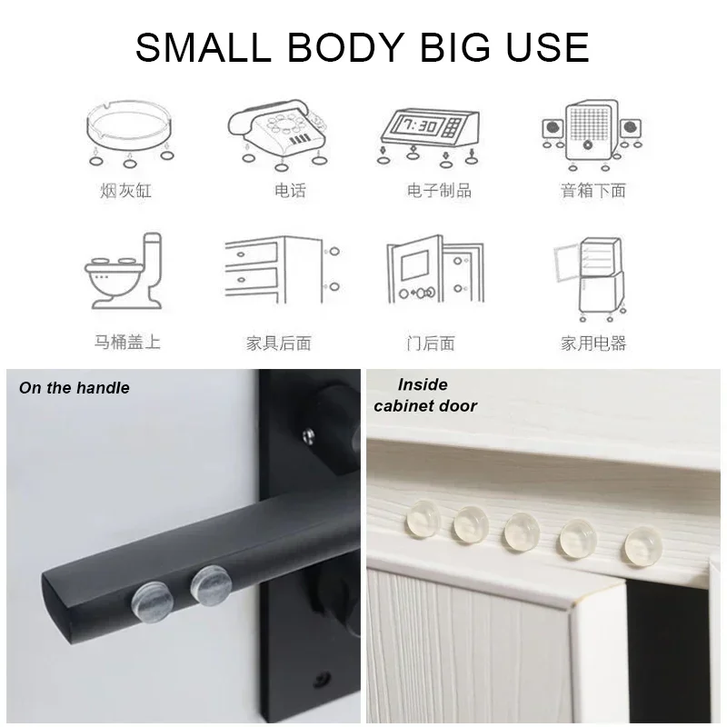 سدادة باب ذاتية اللصق، مثبط مطاطي، مصدات خزانة عازلة، وسادات أثاث من السيليكون، وسادات واقية، توقف الباب الشفاف