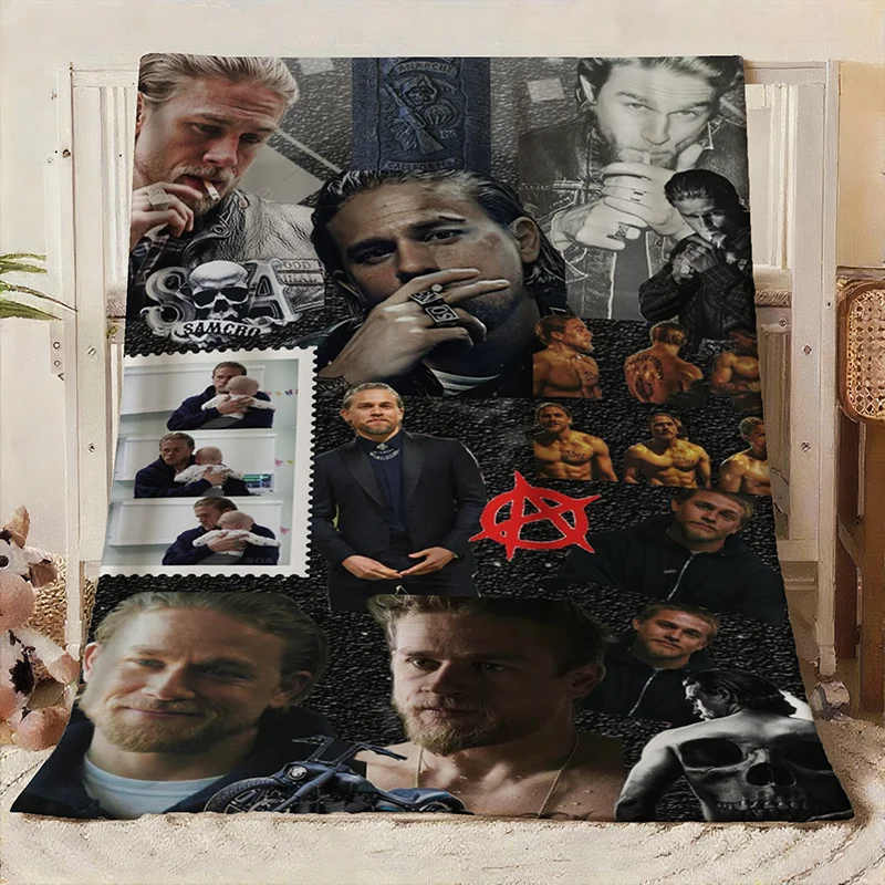 Customize Jax Teller Collage Pattern Digital Print Flannel Blanket - 100% Polyester Flannel Digital Print, Non, Lightweight and