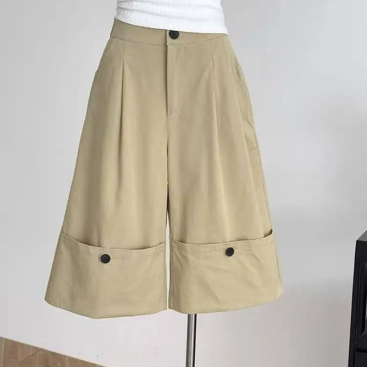 Summer Loose Wide Leg Straight Pants Khaki Color Casual Seven Feet Casual Trousers for Men plus Size 300 Pounds New 2026 Hong...
