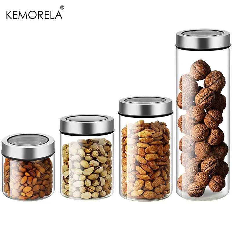 Transparent Coffee Storage Jar With Lid Creative Cylindrical Oatmeal Cereals Snack Glass Sealed Jar Household Storage Container