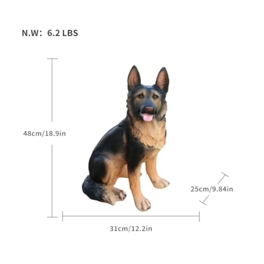 Life-Size Garden Statue - 18.9 Tall Realistic Resin Dog Sculpture, Heavy-Duty 6.2 LBS Weather-Resistant Outdoor Figurine for Pa