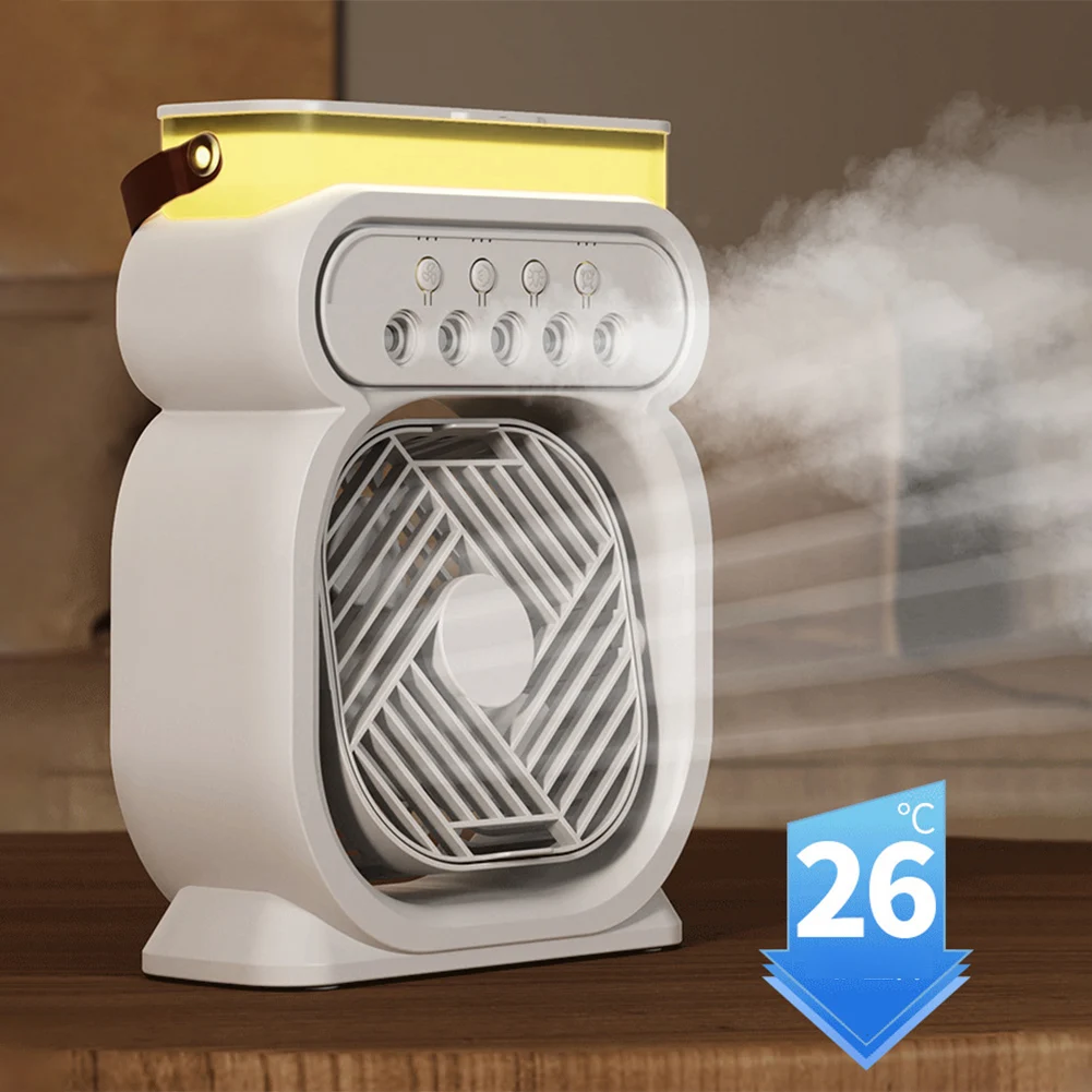 

Portable 3 In 1 Fan Air Conditioner Household Small Cooling Fan Humidifier LED Night Light Air Adjustment for Home Office