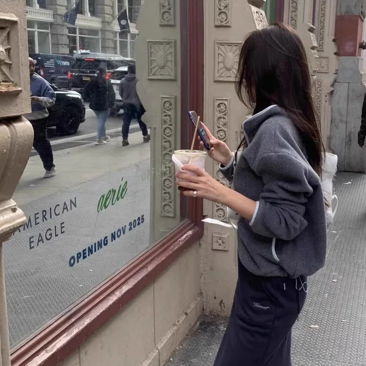 Warm Fce Jaet Loose Fit Stand Collar Double Zipper Versatile Casual Sle Women's Outerwear Long Sve Winter Coat