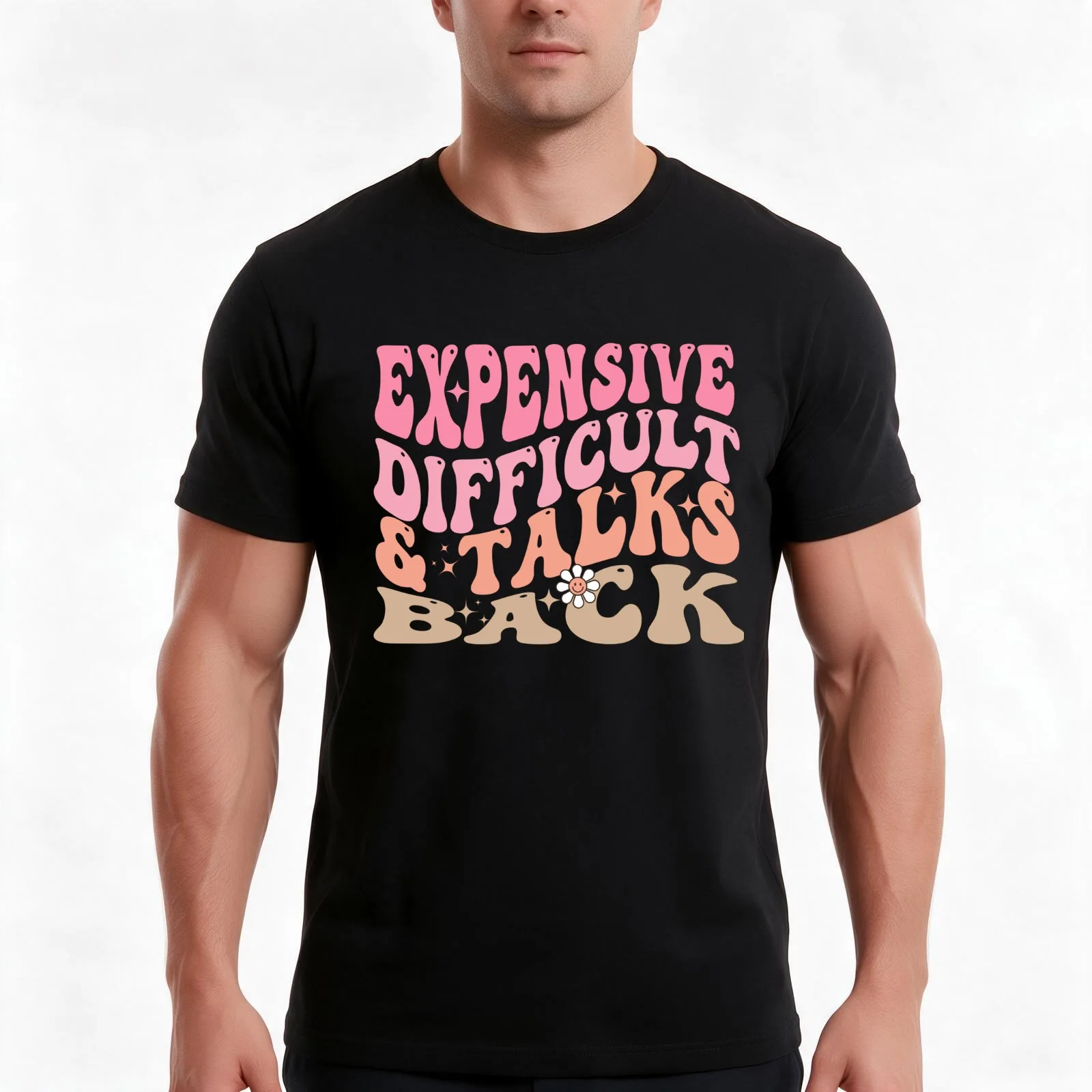 Expensive difficult and talks back Funny retro groovy Quote T-Shirt, Summer Casual Cotton Tee, Oversized Streetwear Tops