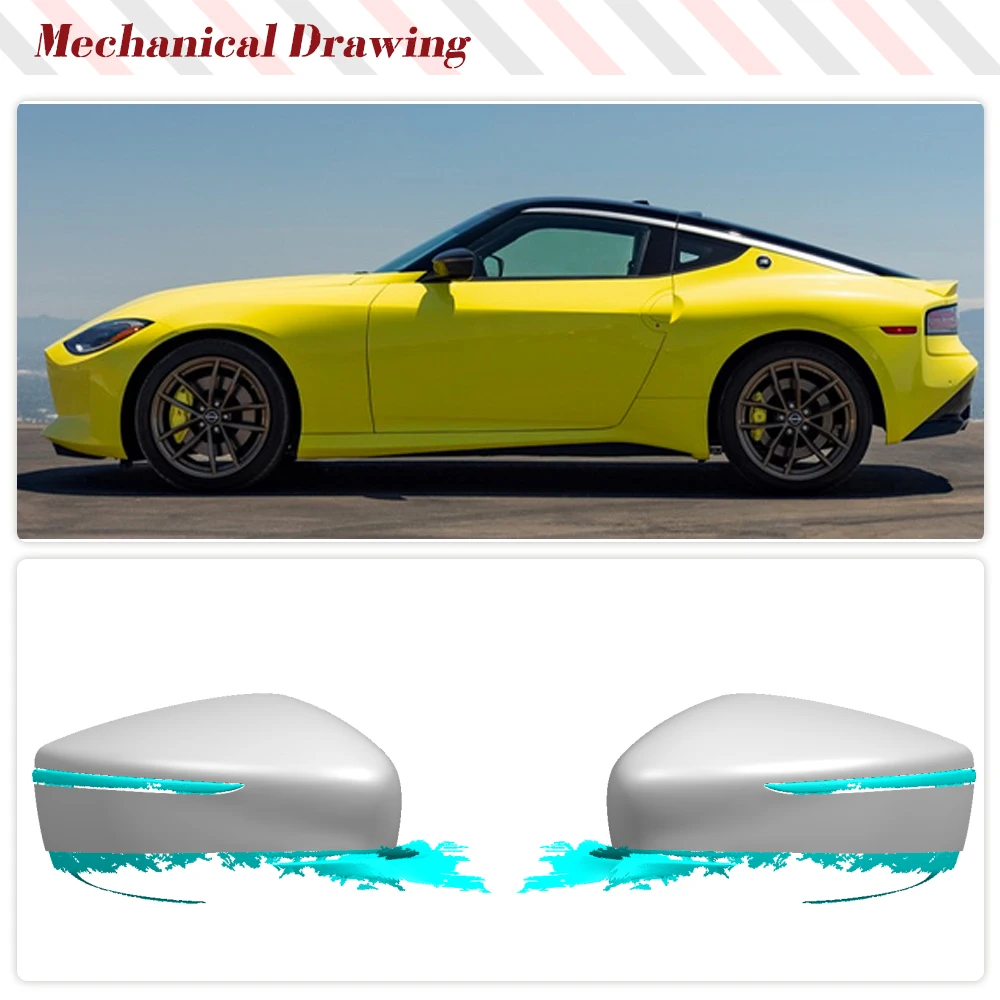 Car Rear View Mirror Covers Caps for Nissan 400Z 2023 Add On Prepreg Dry Carbon Fiber Side Rearview Mirror Caps Shell