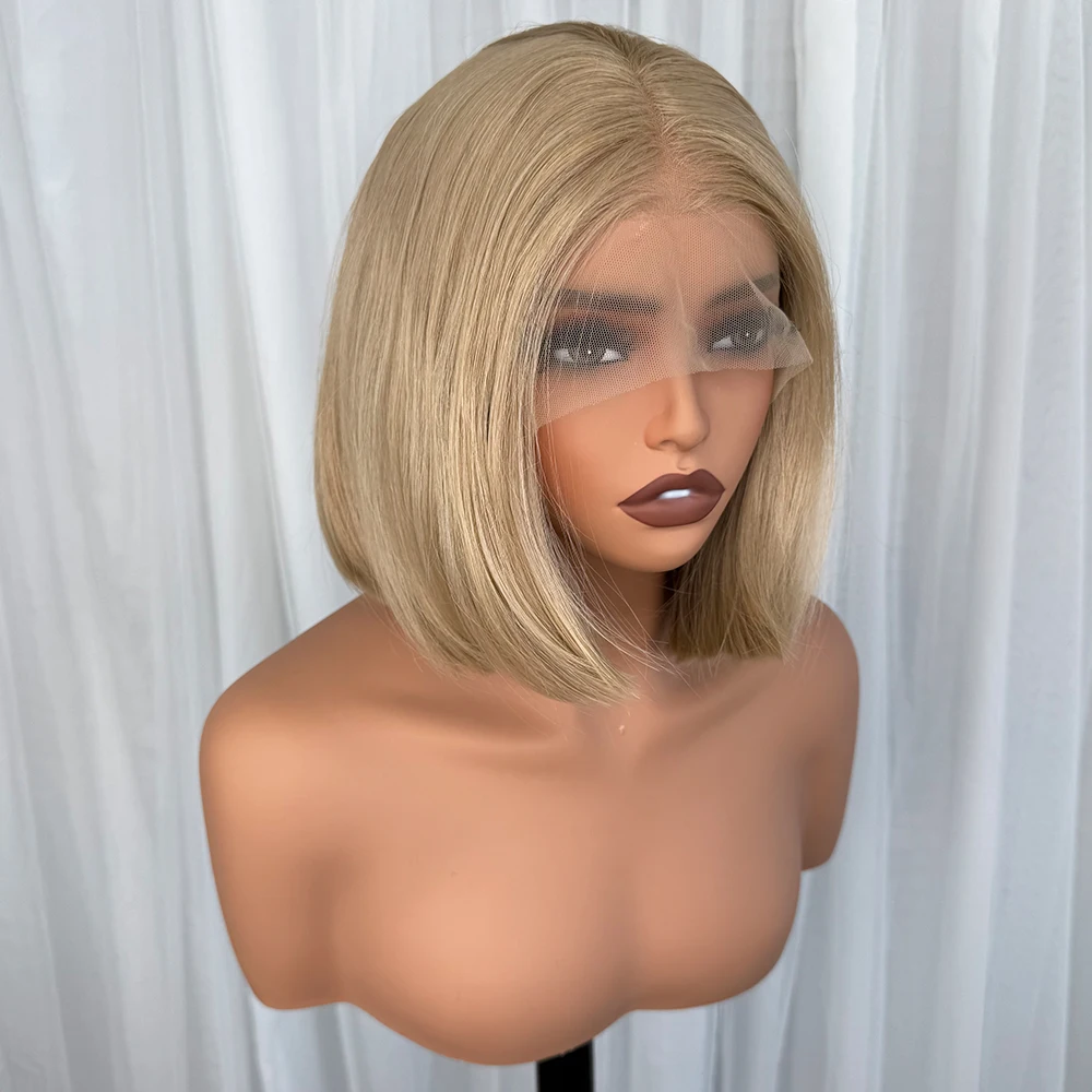 Short Highlight Glueless Straight Futura Hair 13x4 Synthetic Lace Front Bob Wig