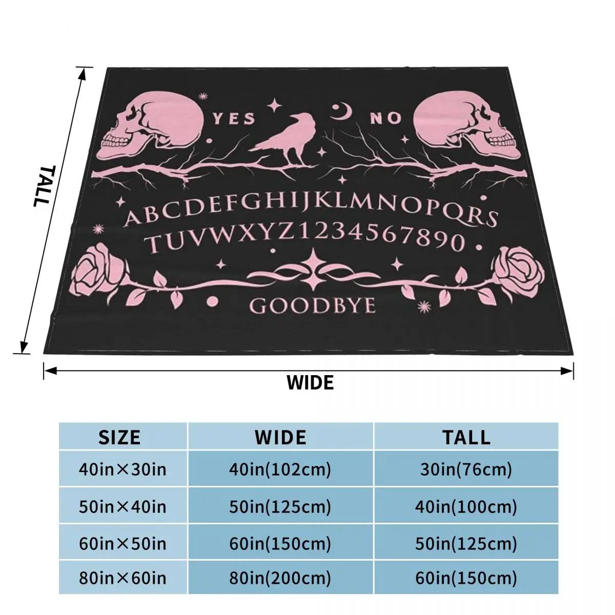 Ouija Board Bat Black Blankets Soft Warm Flannel Throw Blanket Plush for Bed Living room Picnic Travel Home Sofa