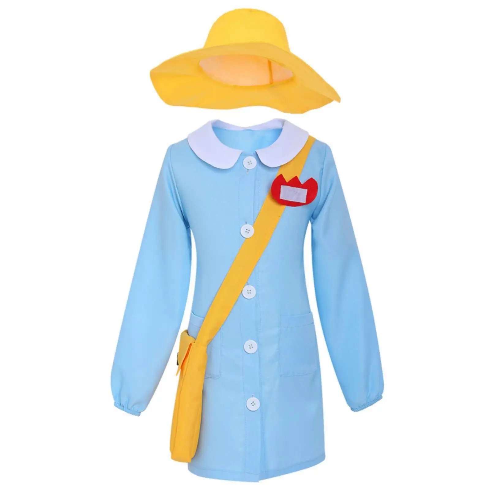 Costume d'Halloween pour femmes, tenue de cosplay avec chapeau à large bord et sac à bandoulière pour spectacle sur scène