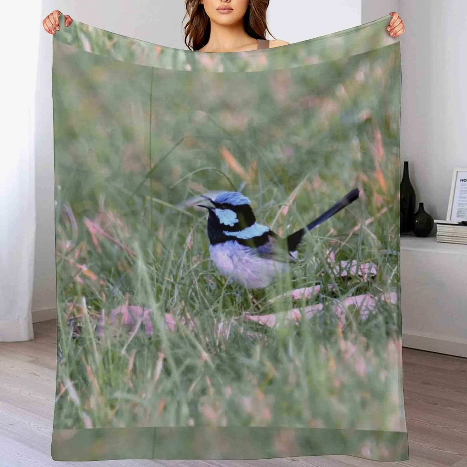 

New Beautiful Little Superb Fairy-Wren Throw Blanket Winter beds Custom Loose Vintage Blankets