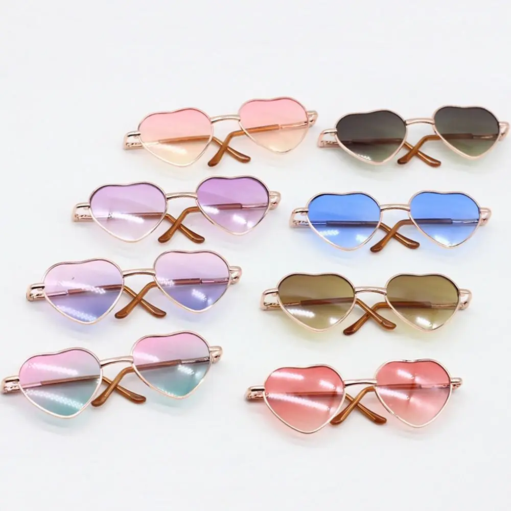 For 1/3 BJD Doll Glasses Vintage Heart Miniature Sunglasses Toys Gradient Lens Plush Doll Eyeglasses For 60CM Dolls Accessories