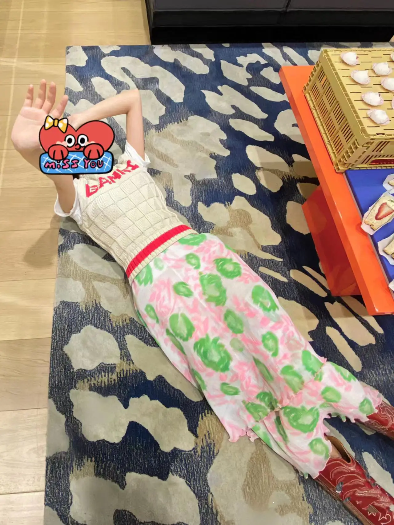 

Nordic Spring Summer New High Waist Floral Print Pleated Cake f Skirt Women Long Sle 3247 Ele Fene Faionable