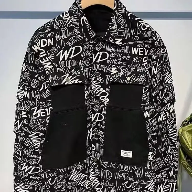 Trendy Men's Society Handsome Hong Kong Style Long-sleeved Shirts Handsome Trendy Brand Sleeve Floral Shirts