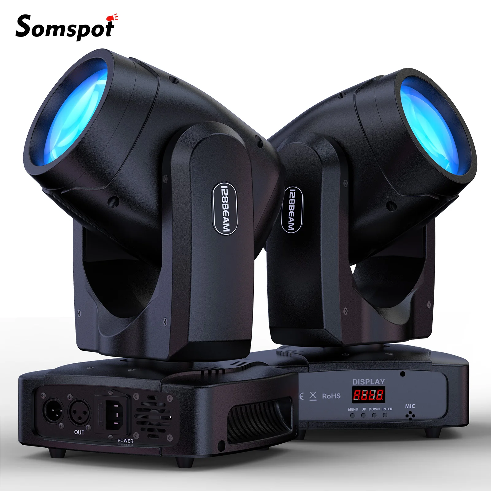 Image of Somspot 2 Stück 150W LED Moving Head Lichtstrahleffektlichter 7 Farben & Weißlicht Bühnenlichteffektprojektor für Live-Shows, Bars, Clubs, Diskotheken, Partys, Konzerte, Hochzeiten, Theater
