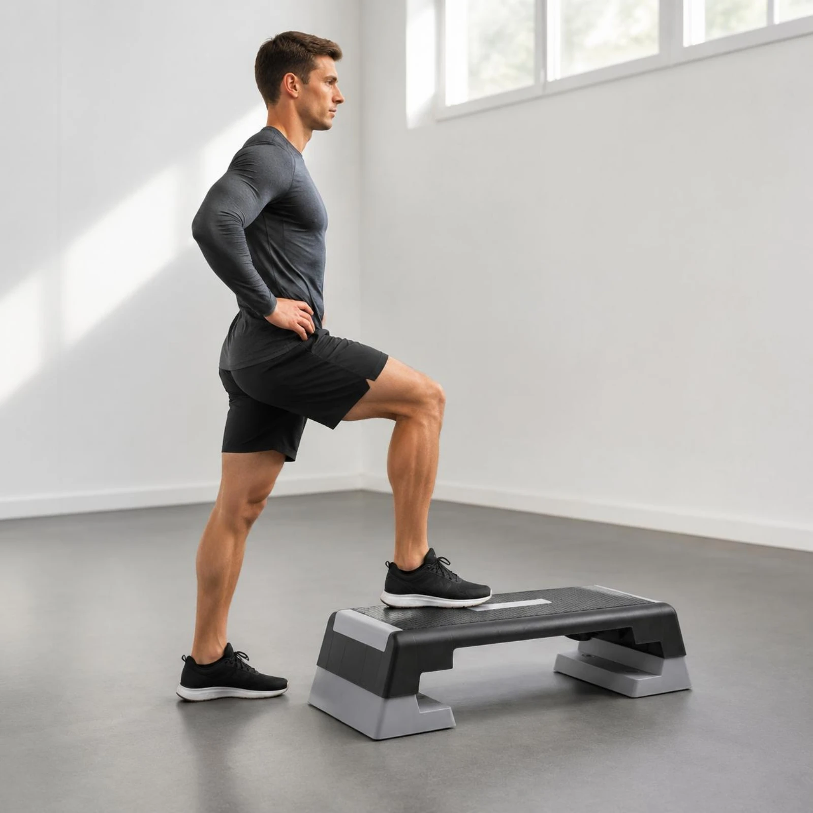 Plataforma de Step Aeróbico Rectangular, Plataforma de Ejercicio Antideslizante, Stepper de Baja Altura con Base Hueca