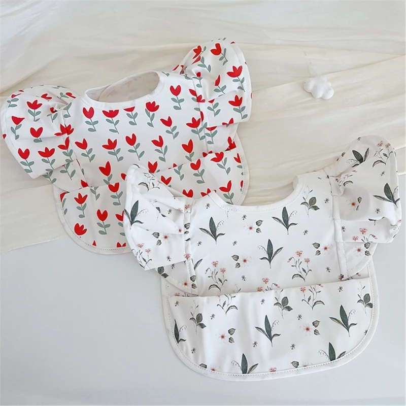 

New Cartoon Waterproof EVA Baby Bib Adjustable Children Feeding Apron with Food-catch Pocket Baby Burp Cloth Smock