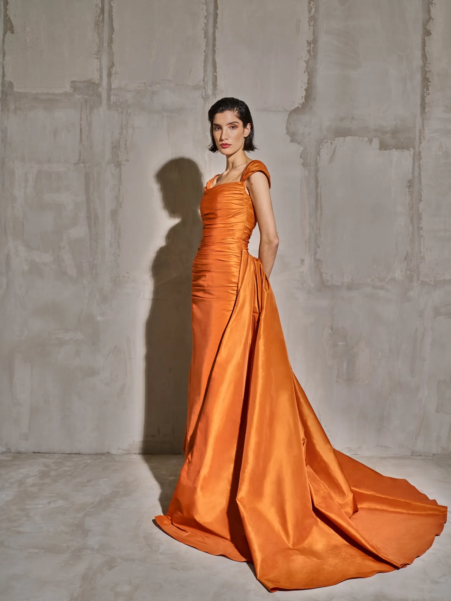 Sharon Said – robe de soirée en Satin, style sirène, élégante, jupe Orange, modeste, robes de soirée de mariage pour femmes, personnalisées, SF491