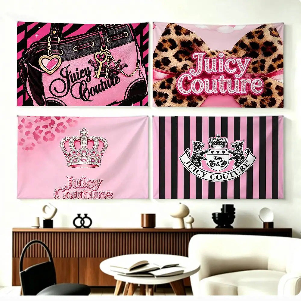 Y2K J-Juicy C-Couture Flags Wall Hanging Background Art Banner for Bedroom Home Outdoor Decor