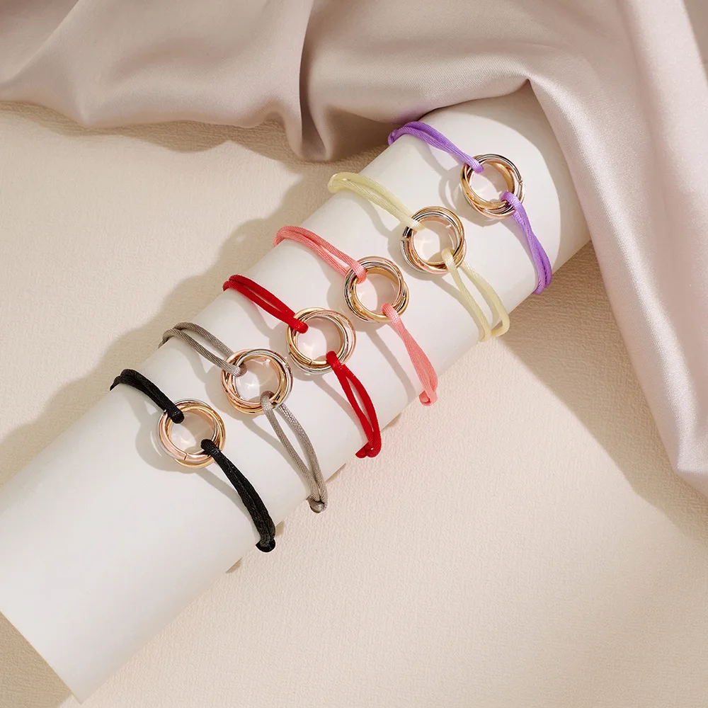 Retro Dreifarbiges Acryl-Ring-Armband Böhmisches Geflochtenes Seil-Armband für Männer Modischer Street-Style Schmuck Accessoires – Detail 1