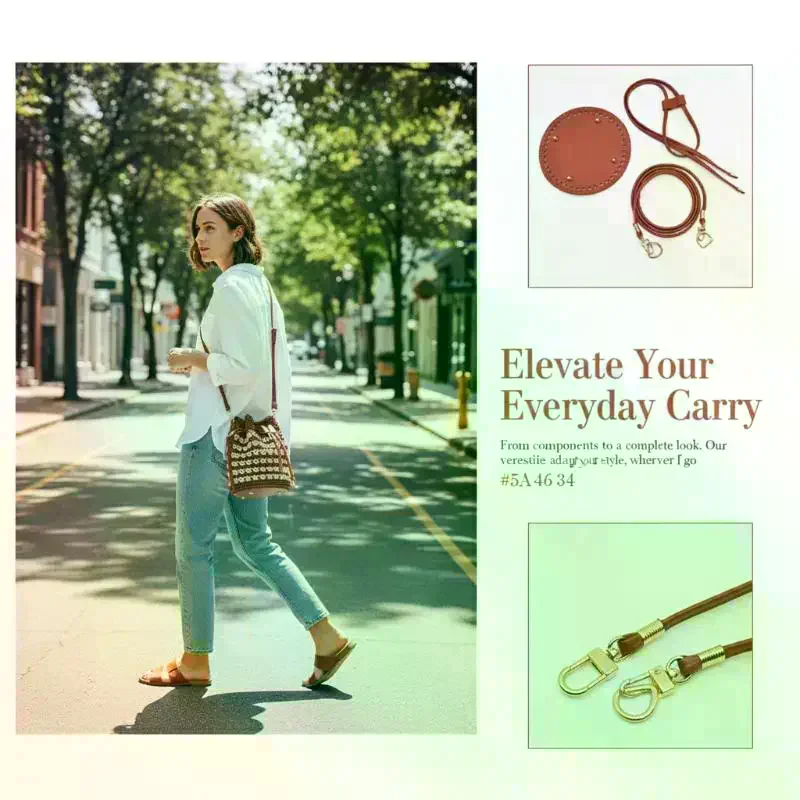 

3Pcs Handmade PU Leather Bag Bottom Set with Shoulder Strap DIY Bucket Bag Base for Handbag Crafting Supplies Accessories