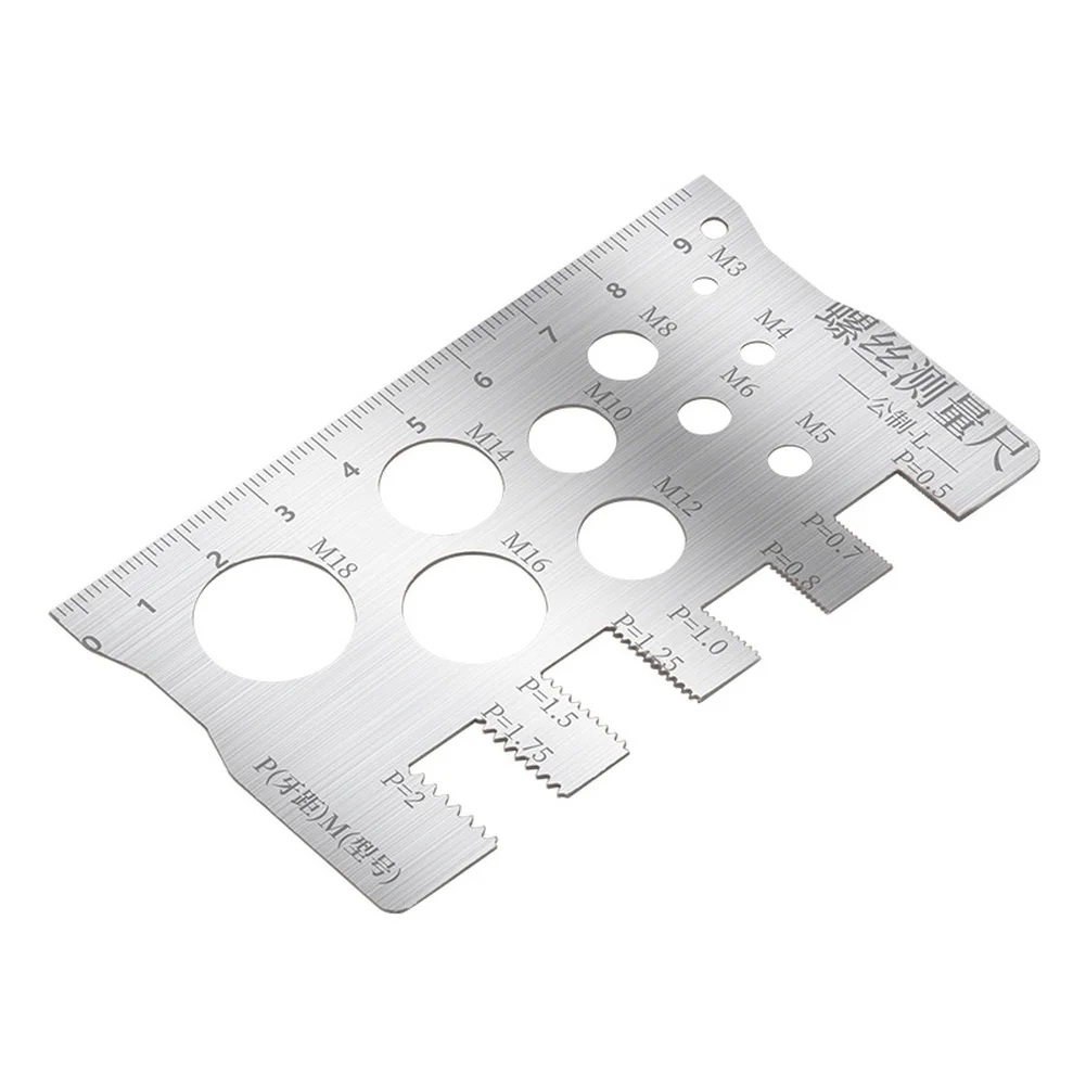 304 Stainless Steel Thread Pitch and Diameter Gauge Screw Ruler Engraved Markings Compact Portable Tool for M3 Thread Inspection