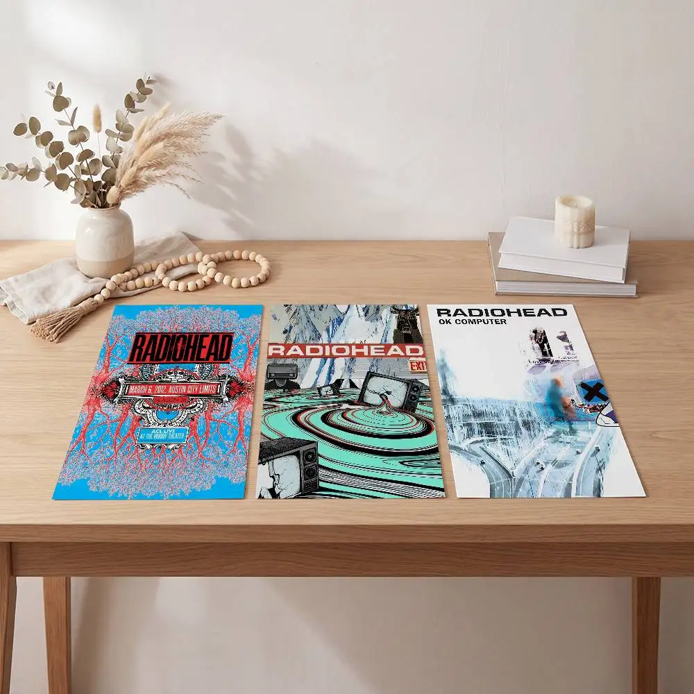 Vintage Rock Band R-Radiohead Vintage Poster Self-adhesive Art Waterproof Paper Sticker Coffee House Bar Room Wall Decor